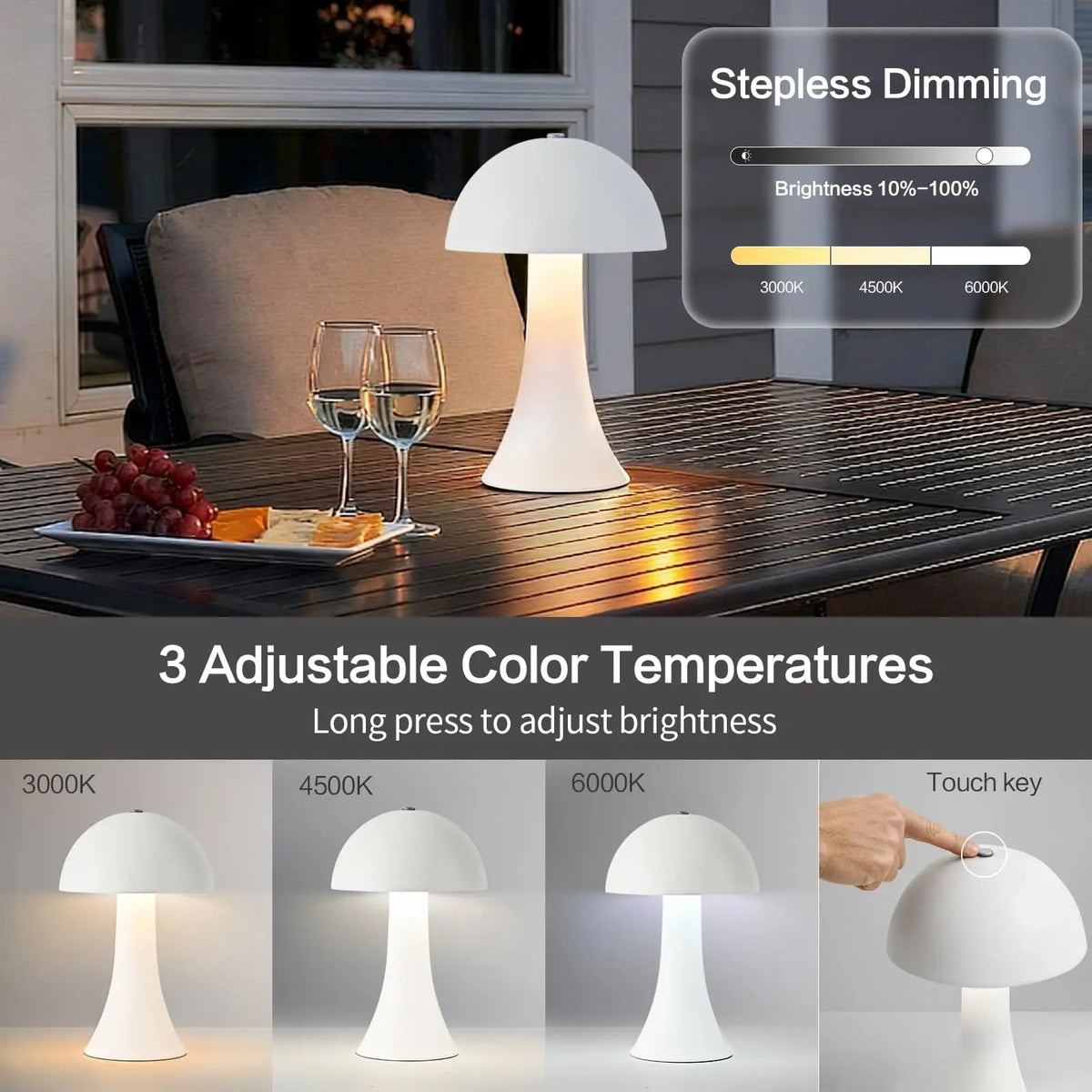 lampe table led rechargeable tactile chambre blanc moderne minimaliste