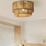 lampe moderne rustique rotin tissé marron clair 45cm opaquement fixée éclairage domestique