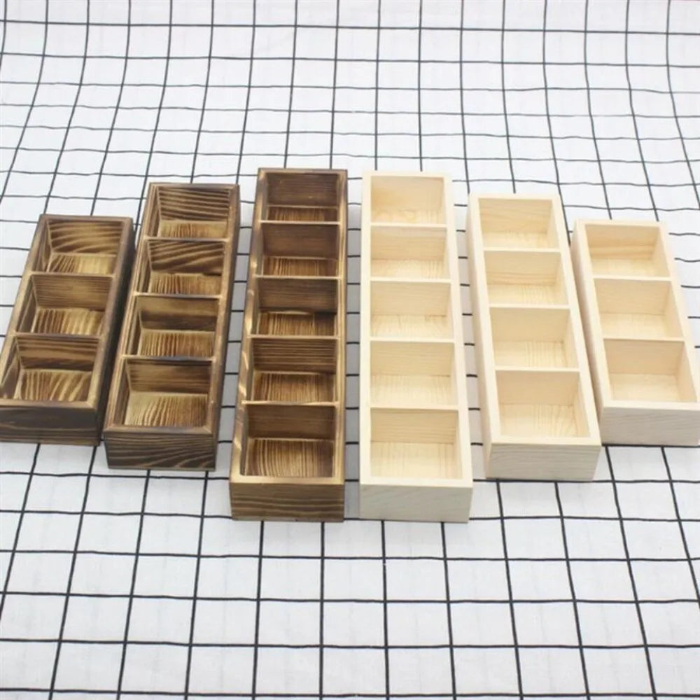 boîtes compartiments bois naturel minimaliste compartiments divisés grain bois rangement rustique tri articles divers