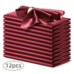 serviettes satin élégantes 30x30cm 12pièces bleumarine vertfoncé roseblanc modernes clipsdorés