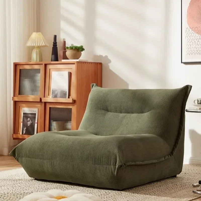 fauteuil inclinable vert olive corduroy moderne coussin d'appoint dimension 89x94x69 cm