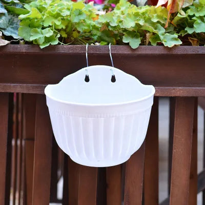 pots fleurs suspendus rayures verticales blanc jaune violet vert orange rose modernes crochets jardinage