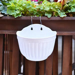 pots fleurs suspendus rayures verticales blanc jaune violet vert orange rose modernes crochets jardinage