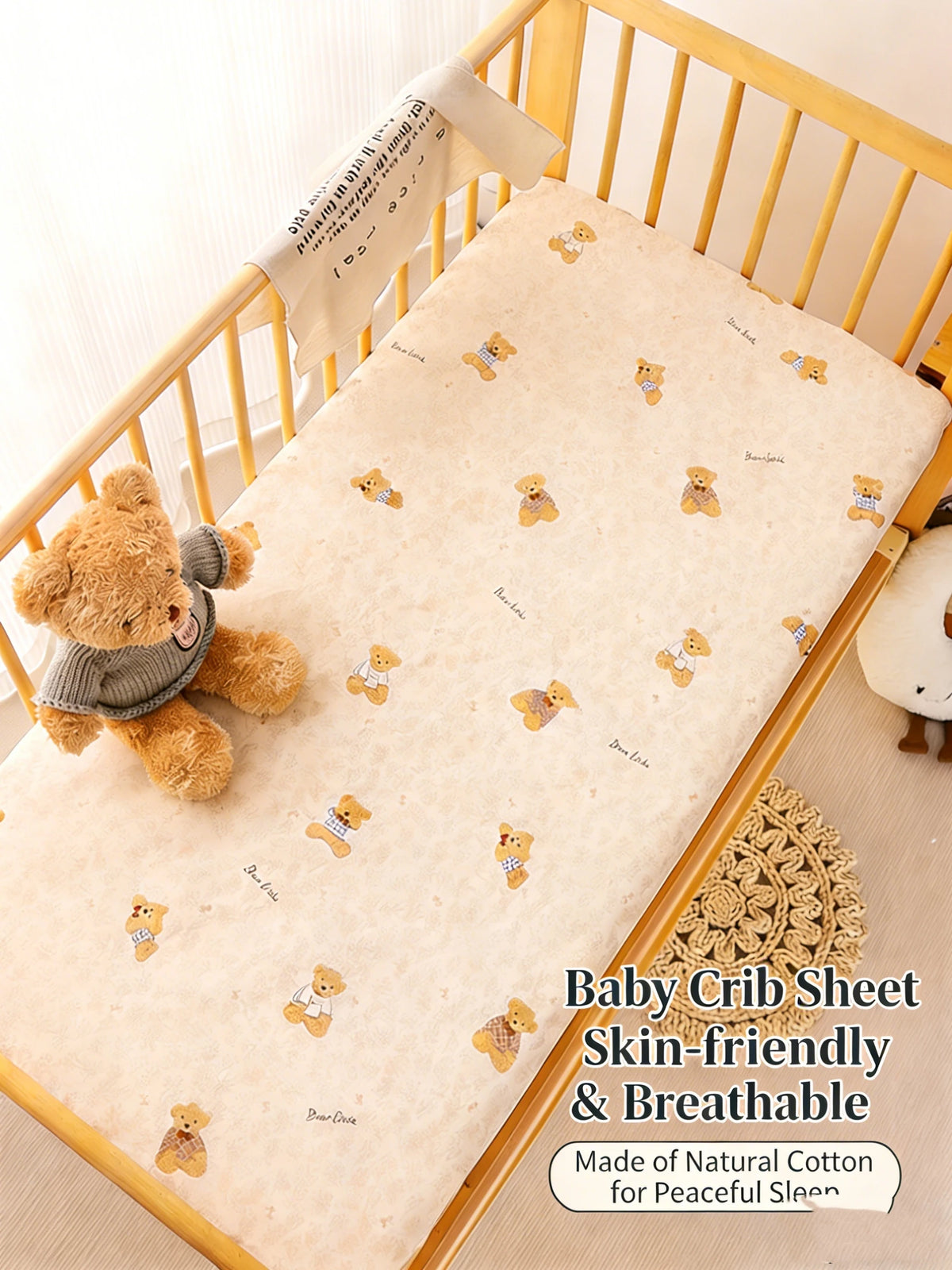 drap housse bébé imprimé animaux gris blanc moderne 90x50 120x60 130x70 polyester coton