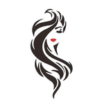 sticker mural art moderne silhouette femme cheveux stylisés noir rouge chambre salle bain pvc