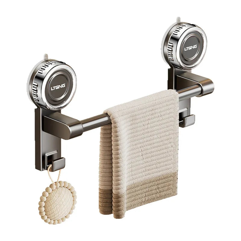 porte serviettes mural double barre cuivre gris moderne suction serviettes tissées beigeDecorationPomponBeige