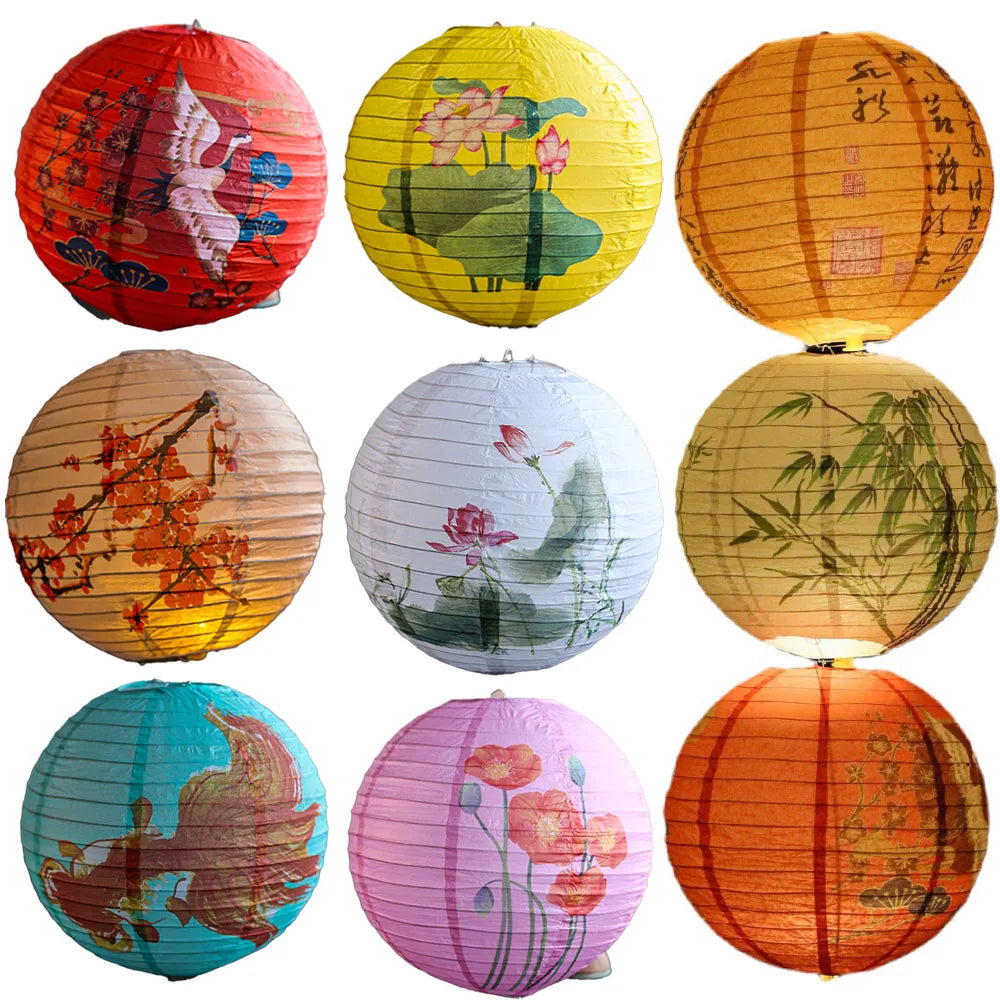 lanternes papier rondes fleurs oiseaux artisanales occasions fêtes anniversaires noël nouveau an chinois halloween