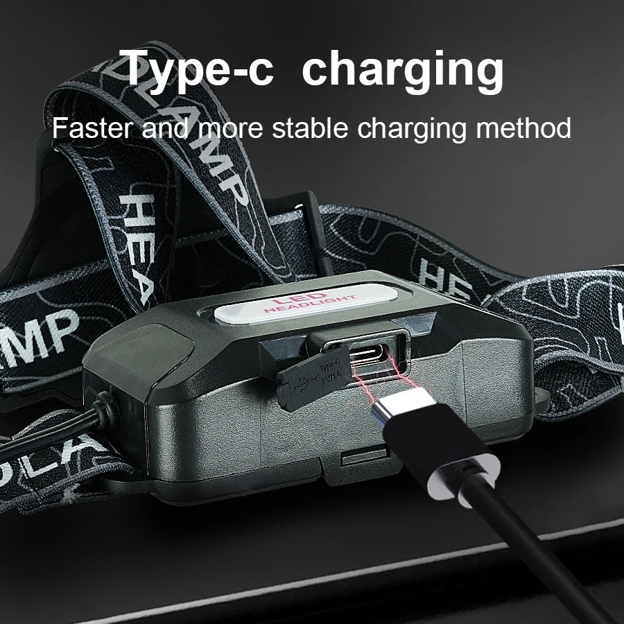 lampe frontale led super brillante longue portée rechargeable pêche chasse camping