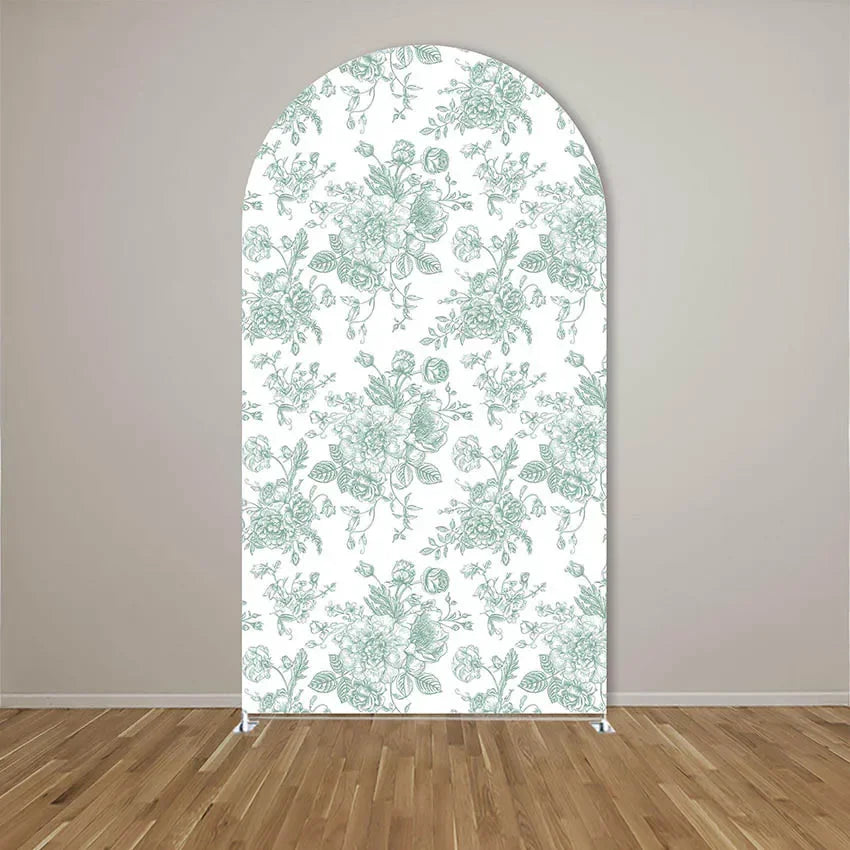 rideau arrière arc vert clair rayures florales moderne élégant mariage fiançailles baptême anniversaire noël