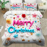 housse couette impression 3d noël étoiles boules sucre flocons merry christmas moderne festive