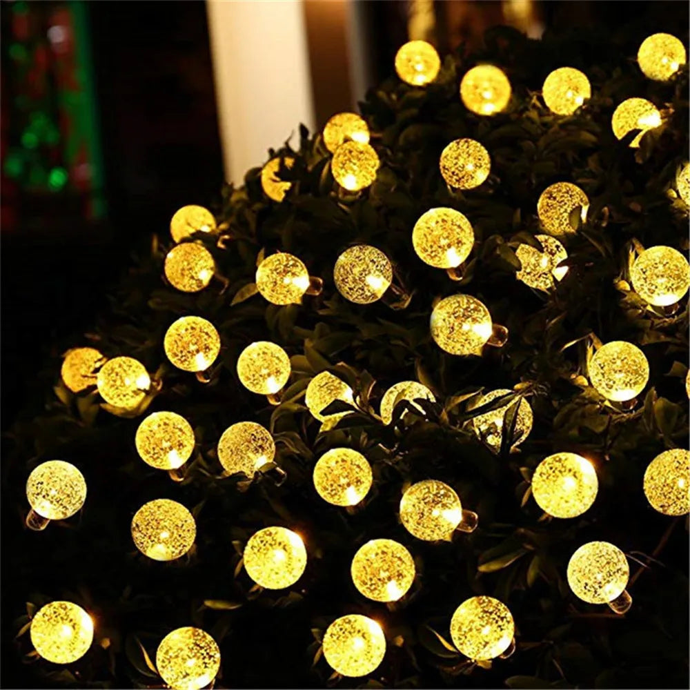 guirlande lumineuse solaire 100 leds multicolore translucides moderne clips extérieur jardin