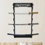 présentoir épées katana bois murales niveaux display sabres samouraï classic
