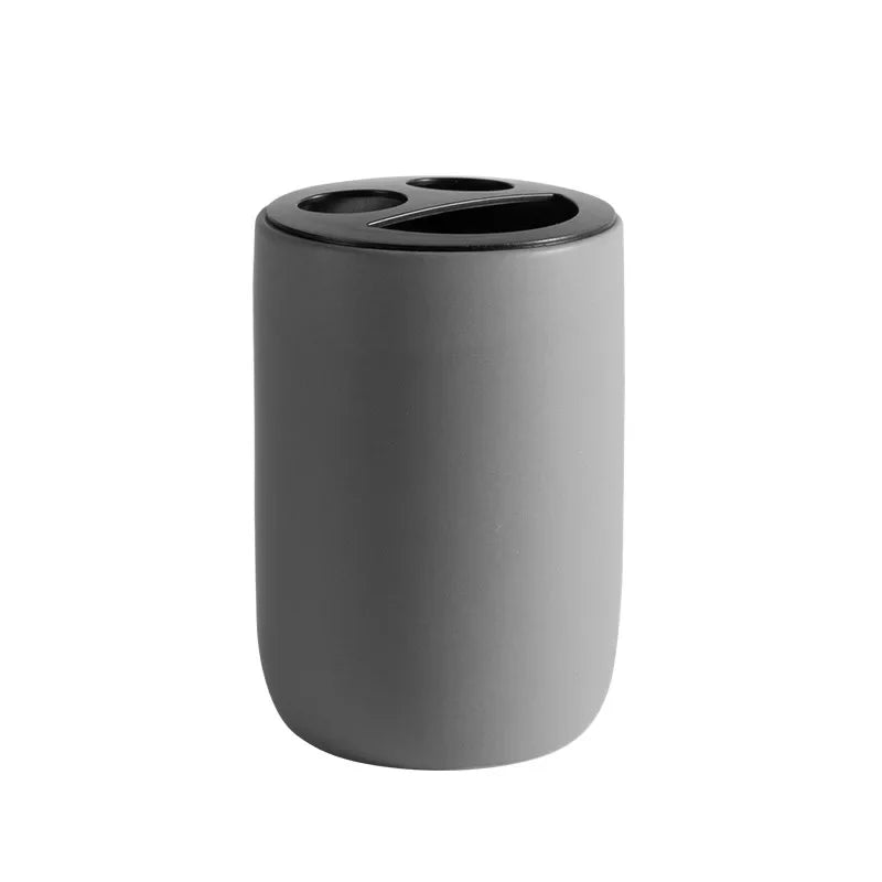 ensemble salle bain noir blanc gris minimaliste tasse distributeur brosse dents savon grille dimensions