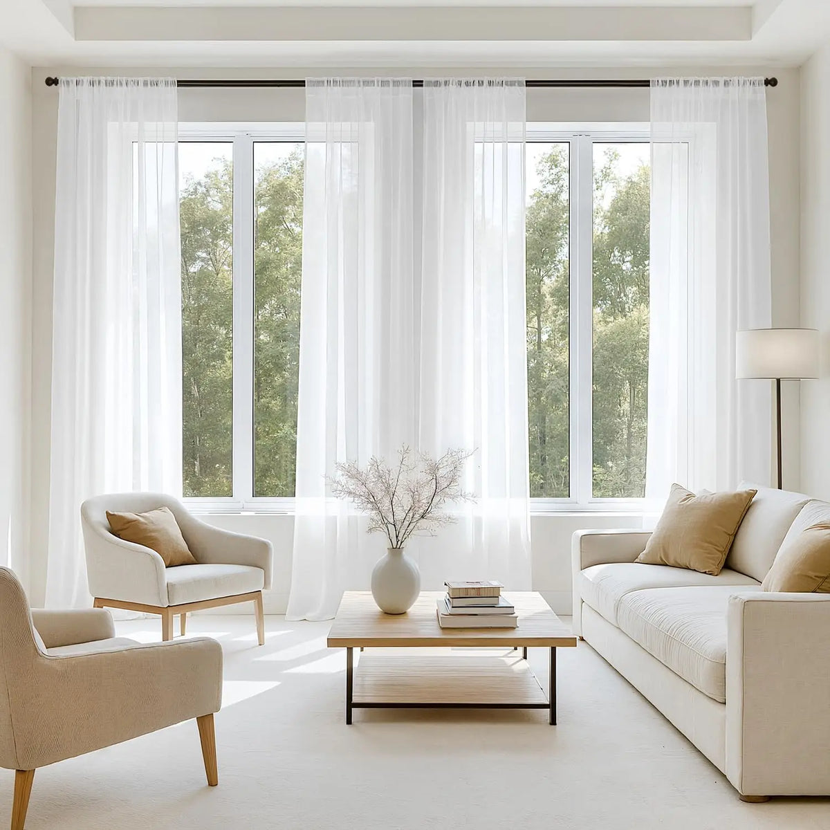 rideaux blancs transparents modernes polyester 100% salon 132x180cm 132x230cm 132x240cm