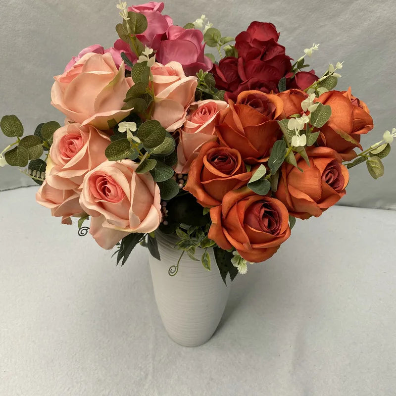 bouquet roses artificielles soie modernes élégantes intérieur mariage anniversaire baby shower decoration