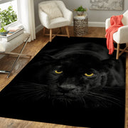 tapis panthère léopard noir moderne décoration intérieure animaux motifs végétaux meubles fauteuils salon contemporain