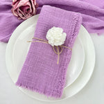 lot dix serviettes table coton beige clair franges rustiques mariage décoration chic maison