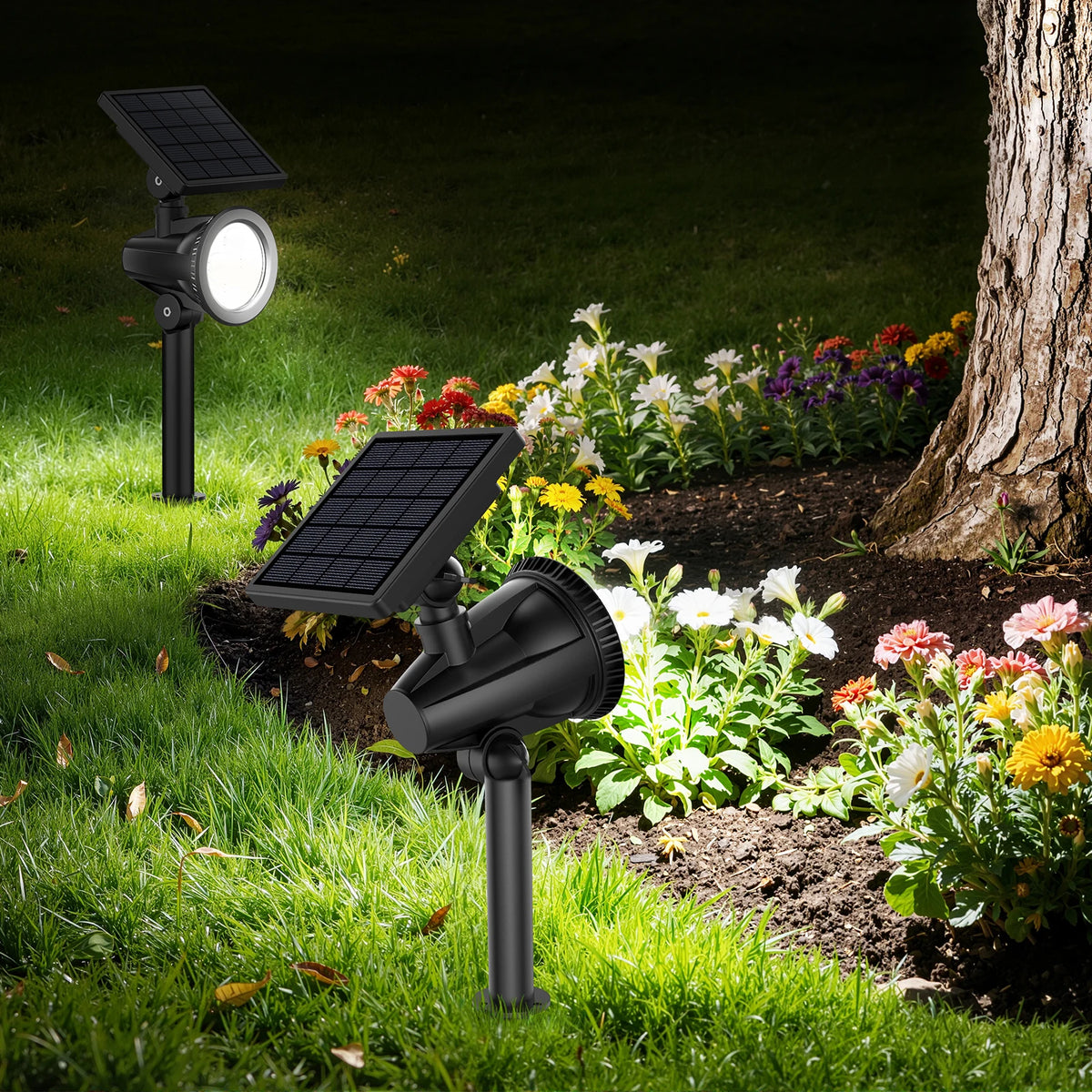projecteurs solaires led extérieurs moderne 56 diodes ip65 5v rechargeable lithium noir mat opaque