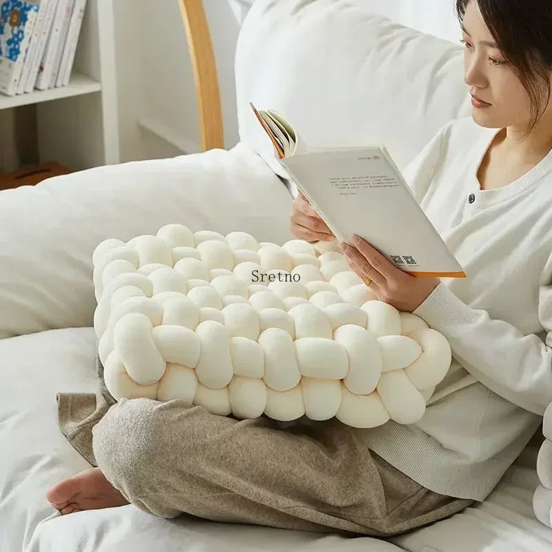 coussin mousse mémoire forme anti décubitus polyester coton rectangulaire blanc motif boules moderne adhesive