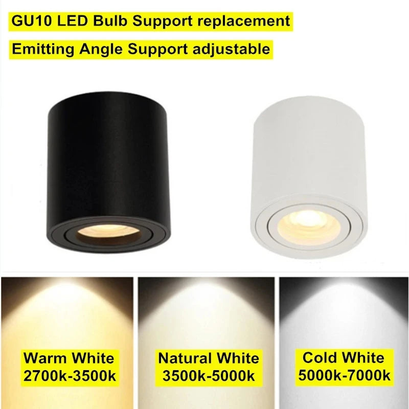 support lampe led gu10 noir blanc moderne surface 85mm 80mm 3000k 4000k 6000k