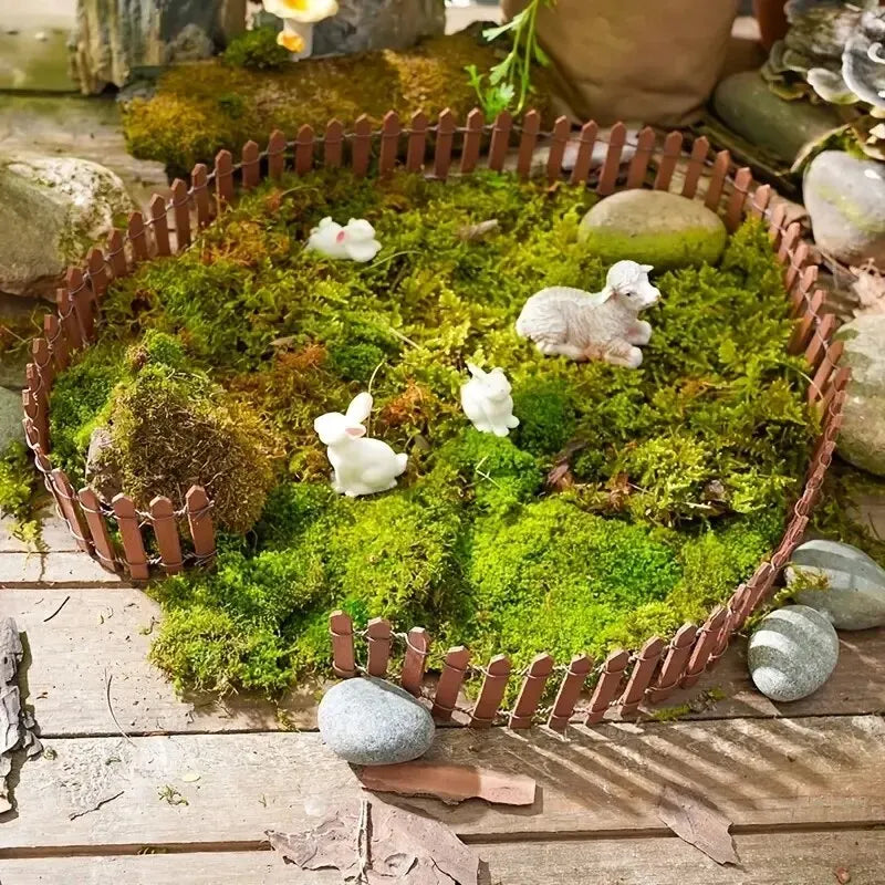 clôture miniature bois rustique décoration jardin bonsaï ligne verticale marron projet artisanal conte fées