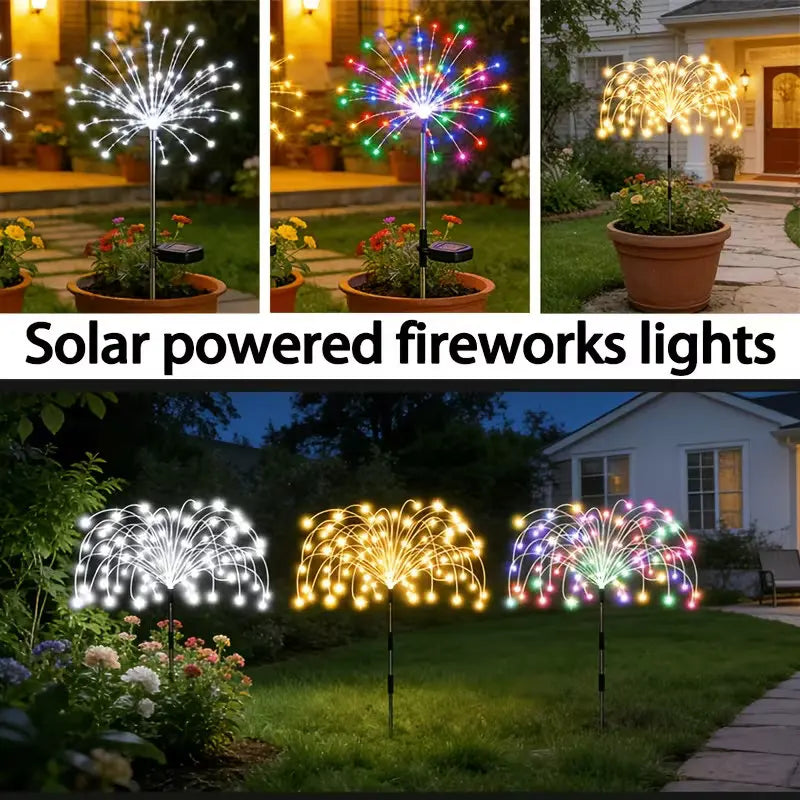 lumières solaires feu d'artifice multicolores moderne extérieures ip65 led fixations piquets jardin terrasse