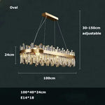Suspension lumineuse moderne cristal doré transparent lumière LED brillante salon chambre cuisine