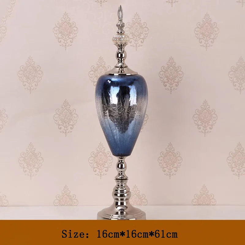 vases décoratifs bleu doré texture miroir opacité classique base solide
