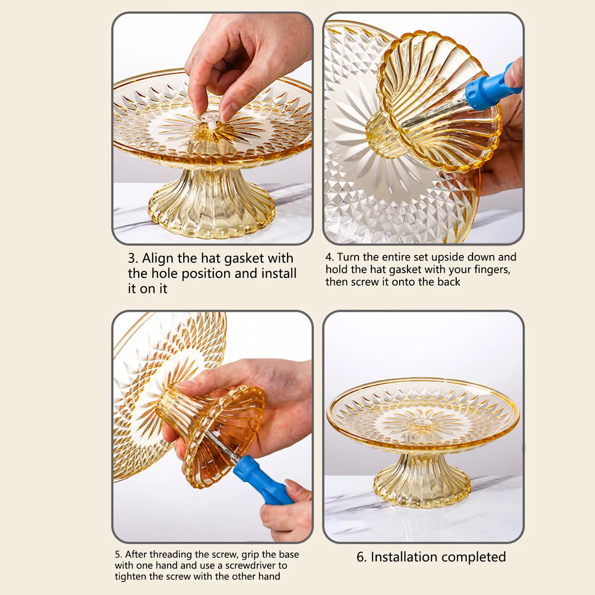 support gateau transparent relief geometrique vis classique grille tailles cupcakes desserts