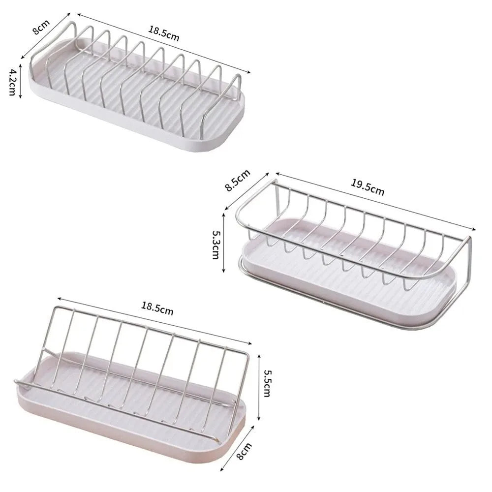 support savon moderne acier inoxydable blanc gris drainage salle bain fixé adhésif deux savons