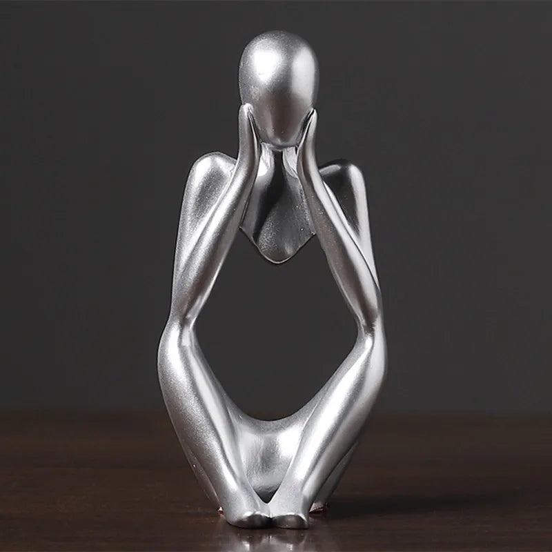 décoration intérieure moderne abstraite résine thinker statues noir doré argenté vases boisclair artworks