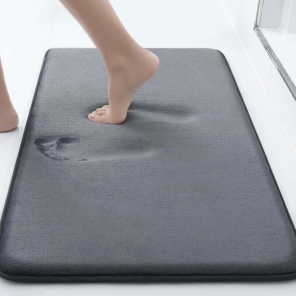 tapis bain antidérapant moderne gris noir rose mousse pe polyester doux absorbant porche salle