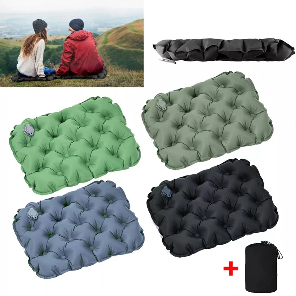 coussin gonflable tufté imperméable mousse pu polyester coton moderne sac rangement vert gris noir