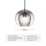 suspension lumineuse moderne cognac clair gris transparent rayures verticales ampoule g9 5w chaîne métallique