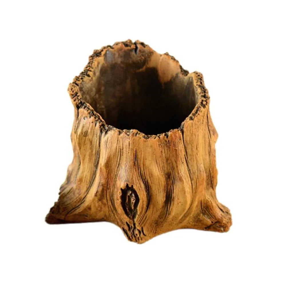 planteur bois naturel rustique grain bois opaque décoration intérieure fleur verte pastoral