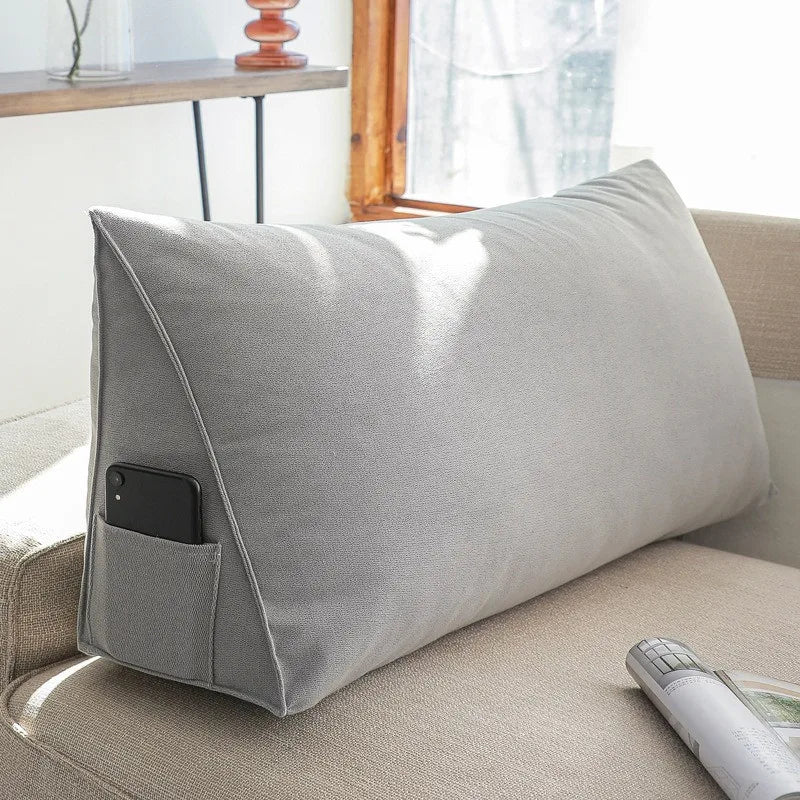 coussin triangle moderne laveable beige gris rose bleu incliné lit siège