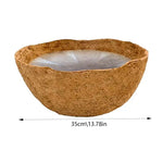 cache pot fibre noix coco marron texture naturelle moderne écologique chaînes métalliques balcon jardin