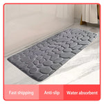 tapis bain gris moderne texture cailloux antidérapant absorbant 120cm 50cm