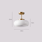 lampe suspendue moderne or blanc brillante verre opaque 28cm diamètre