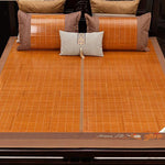 tapis sol marron clair finement rayé traditionnel bordure décorative double face été hiver
