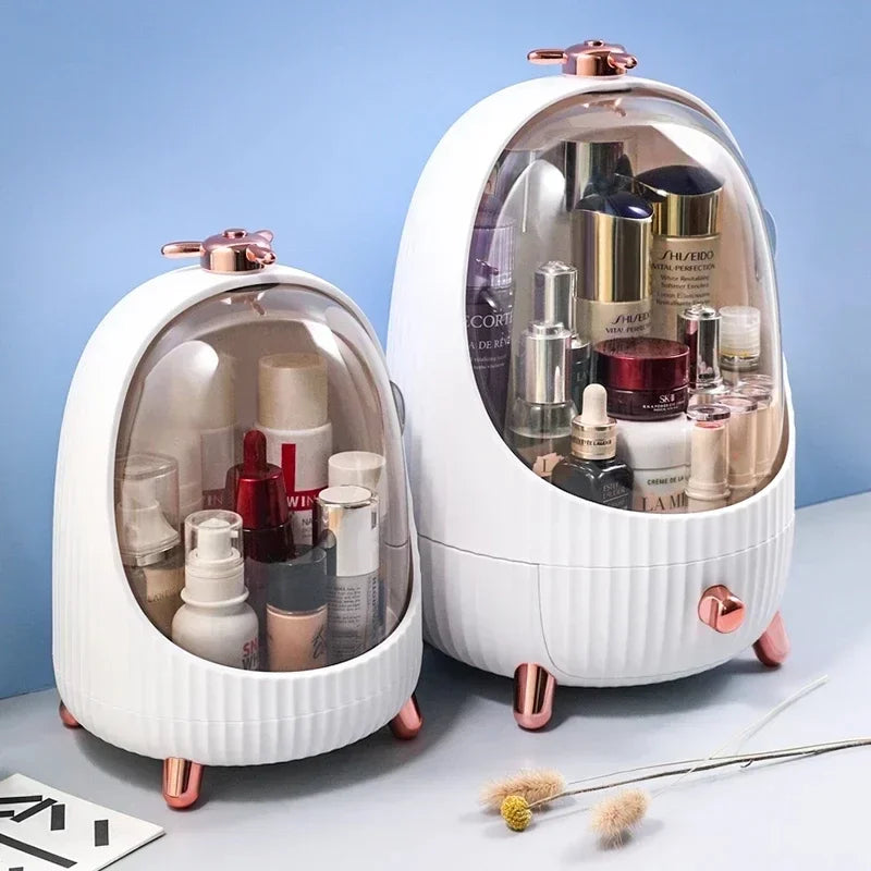 boîte rangement cosmétique transparente moderne verre vert blanc produits cosmétiques grande capacité poignée pivotante