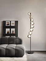 lampe sol moderne argentée noir sphères translucides câble électrique led haute qualité vérification ul