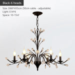 lustre led noir branches cristal contemporain élégant suspendu salon chambre