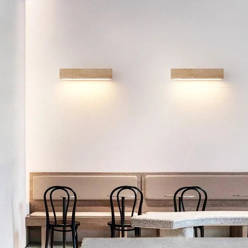 applique murale led moderne pierre naturelle texture marbrée beige marron clair éclairage minimalisteintérieurextérieur