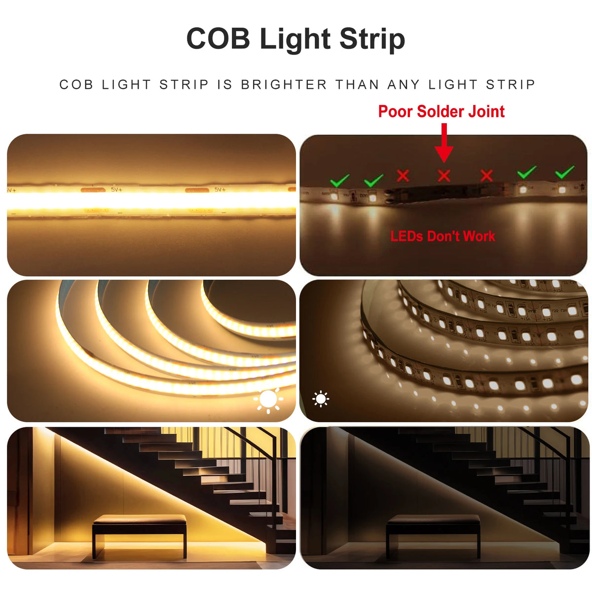 ruban led cob blanc bleu 320leds adhésif batterie aaa moderne chambre