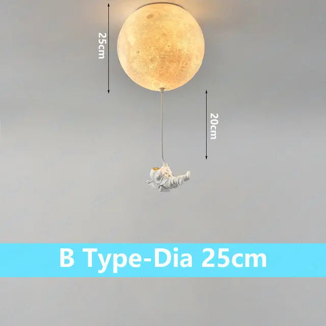 suspension lumineuse moderne astronautes lune blanc doré acrylique métal toucher interrupteur led 18cm 20cm