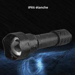 torche tactique robuste led 10w noire lumière violette rechargeable 18650 ipx6