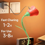 veilleuse fleur rose rechargeable pliable moderne nuit table led rouge violette chambre