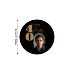 autocollants visage personnalisés 5cm noir doré bleu rose blanc anniversaire moderne adhésifs festifs transparents