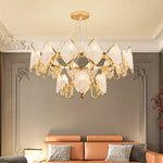 lustre moderne doré diamantées transparent salon led élégant chambre suspension